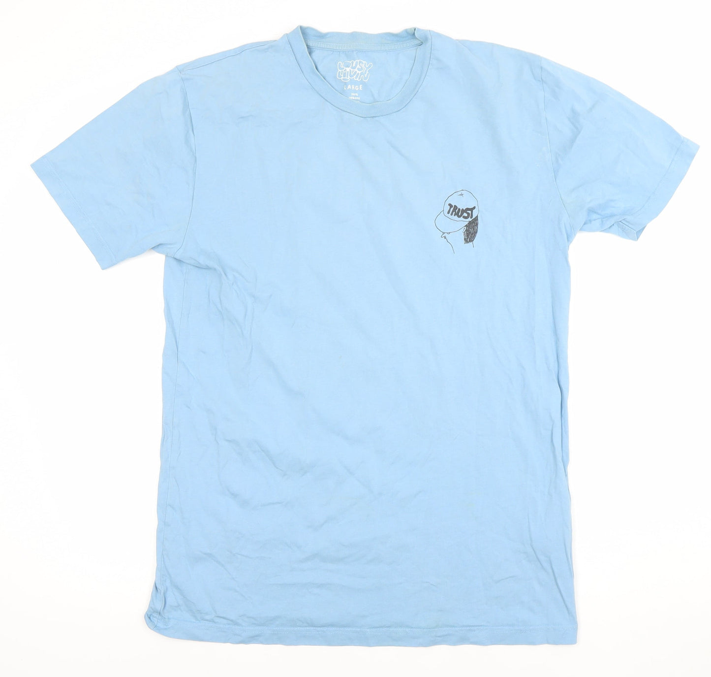 Womens UK Size L Dusty Luvin Blue Basic T-Shirt