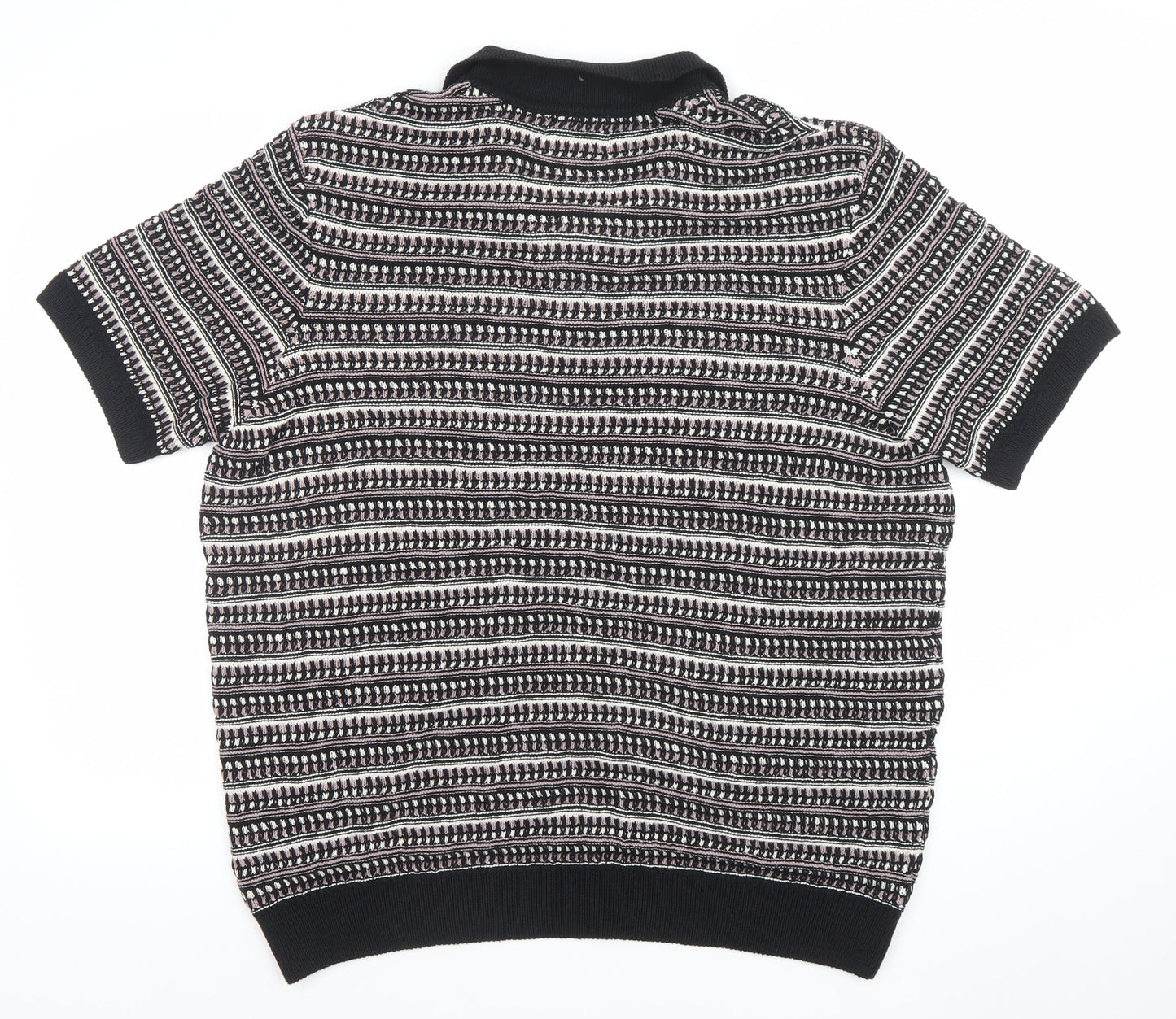 Marks and Spencer Men's Black XL Retro Knit Short Sleeve Polo