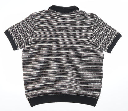 Marks and Spencer Men's Black XL Retro Knit Short Sleeve Polo