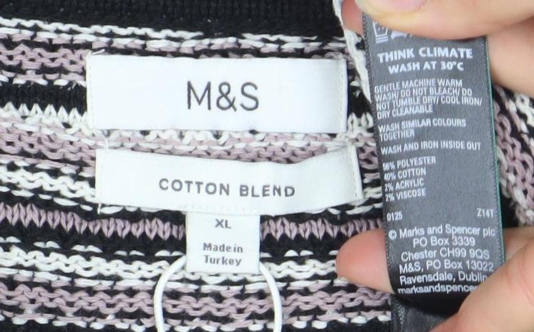 Marks and Spencer Men's Black XL Retro Knit Short Sleeve Polo