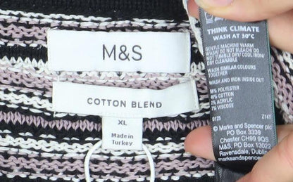 Marks and Spencer Men's Black XL Retro Knit Short Sleeve Polo