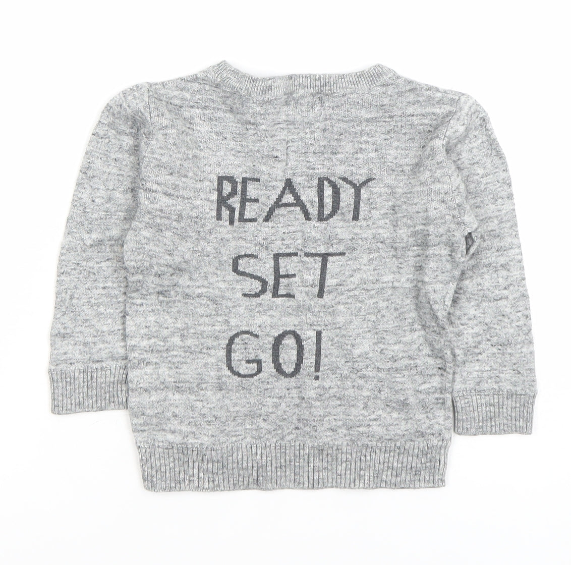 Next Unisex Grey Dinosaur Knit Jumper 12-18 Months Pullover Cotton