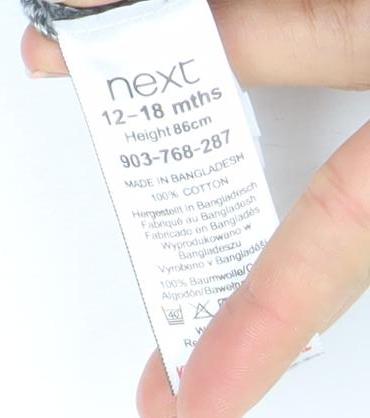 Next Unisex Grey Dinosaur Knit Jumper 12-18 Months Pullover Cotton