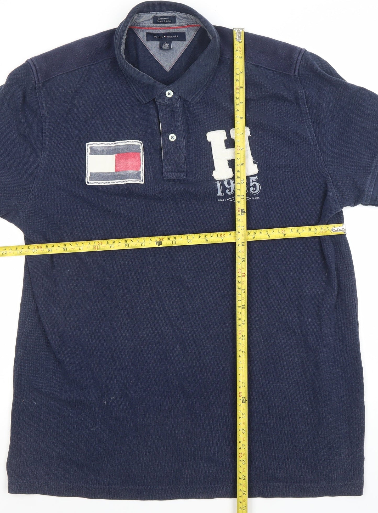 Tommy Hilfiger Men's Blue XL Custom Fit Logo Polo Shirt
