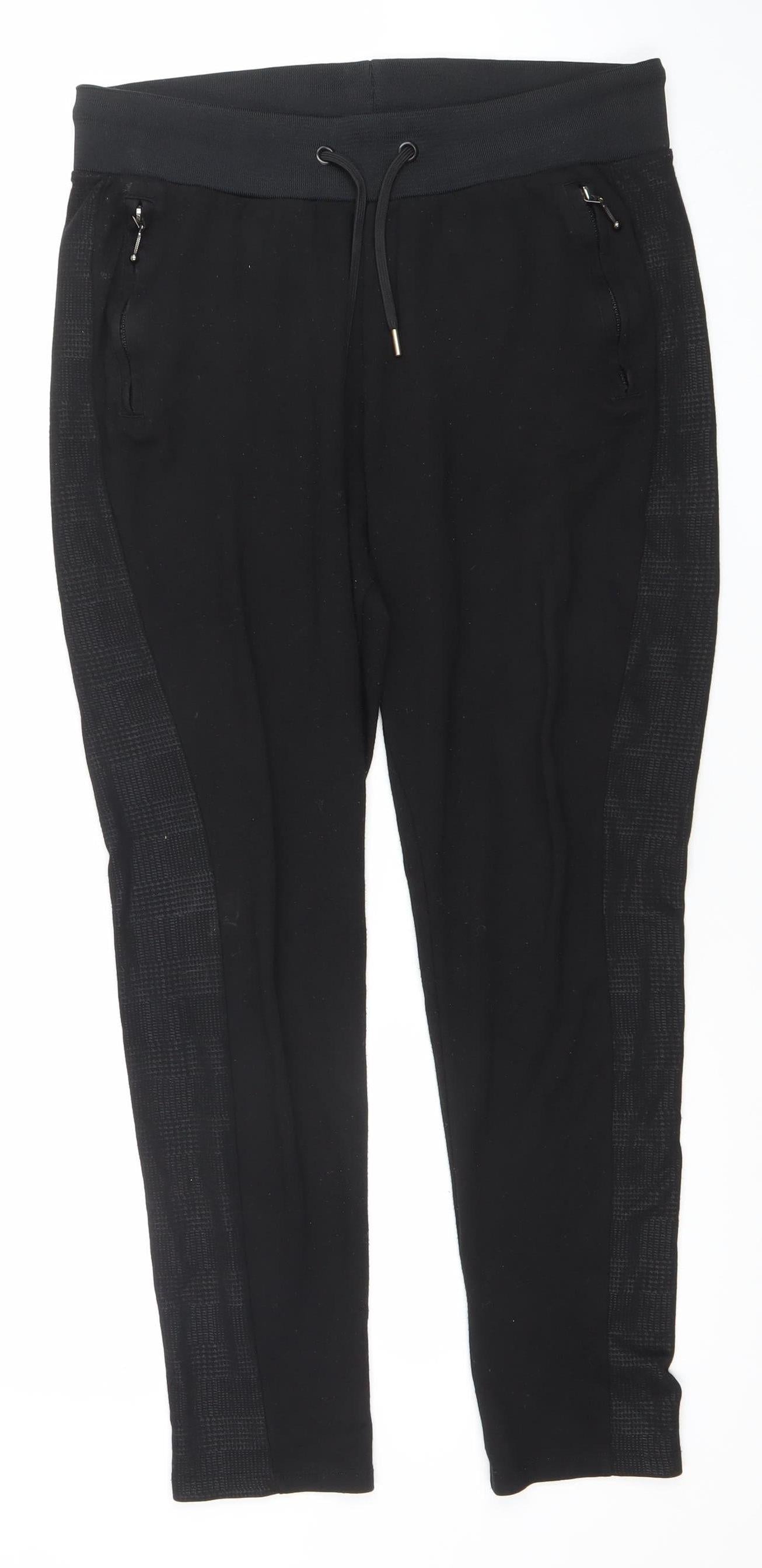 Womens UK Size M River Island Regular Fit Jogger Black Trousers