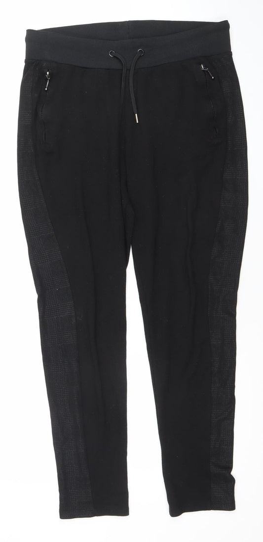 Womens UK Size M River Island Regular Fit Jogger Black Trousers