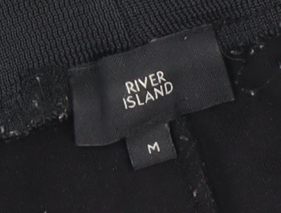 Womens UK Size M River Island Regular Fit Jogger Black Trousers