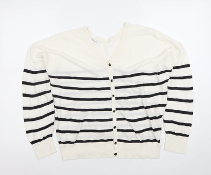 Womens UK Size M Promod White Cardigan Jumper