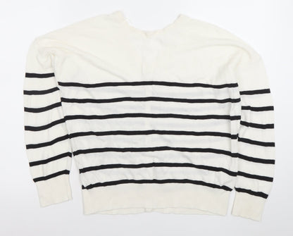 Womens UK Size M Promod White Cardigan Jumper
