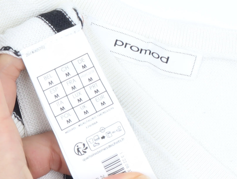 Womens UK Size M Promod White Cardigan Jumper