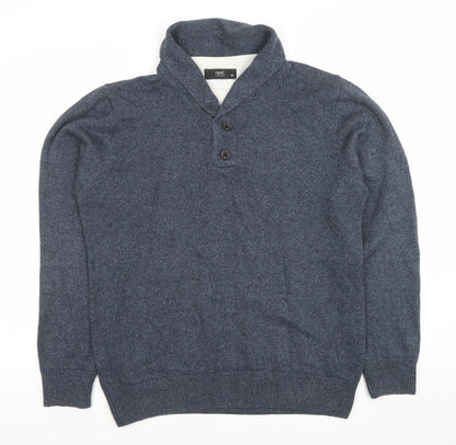 Next Men’s Blue Henley Cotton Blend Jumper Size M