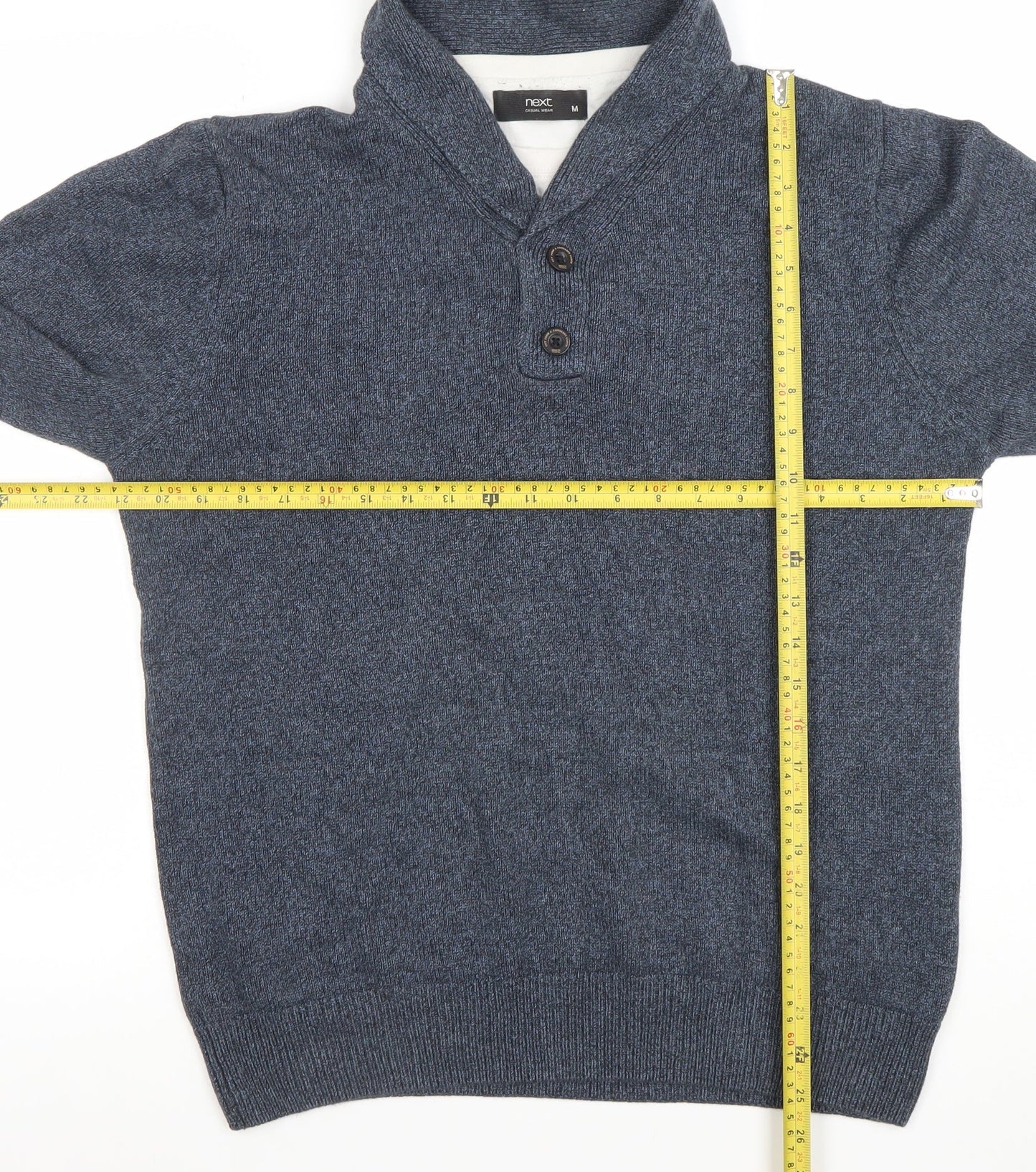 Next Men’s Blue Henley Cotton Blend Jumper Size M