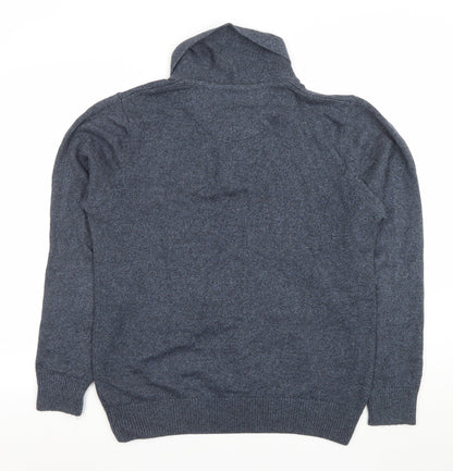 Next Men’s Blue Henley Cotton Blend Jumper Size M