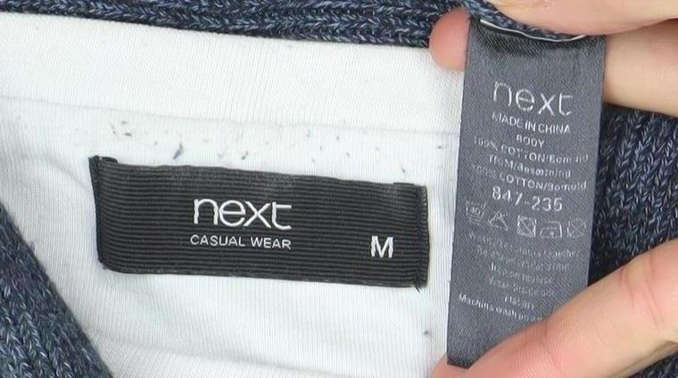 Next Men’s Blue Henley Cotton Blend Jumper Size M