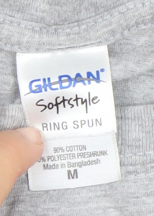 Gildan Men's Grey Funny Beard Graphic Softstyle T-Shirt Size M
