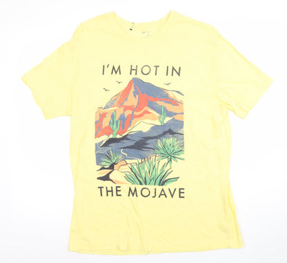 GAP Men's Yellow Short Sleeve Crew Neck Graphic T-Shirt Size L