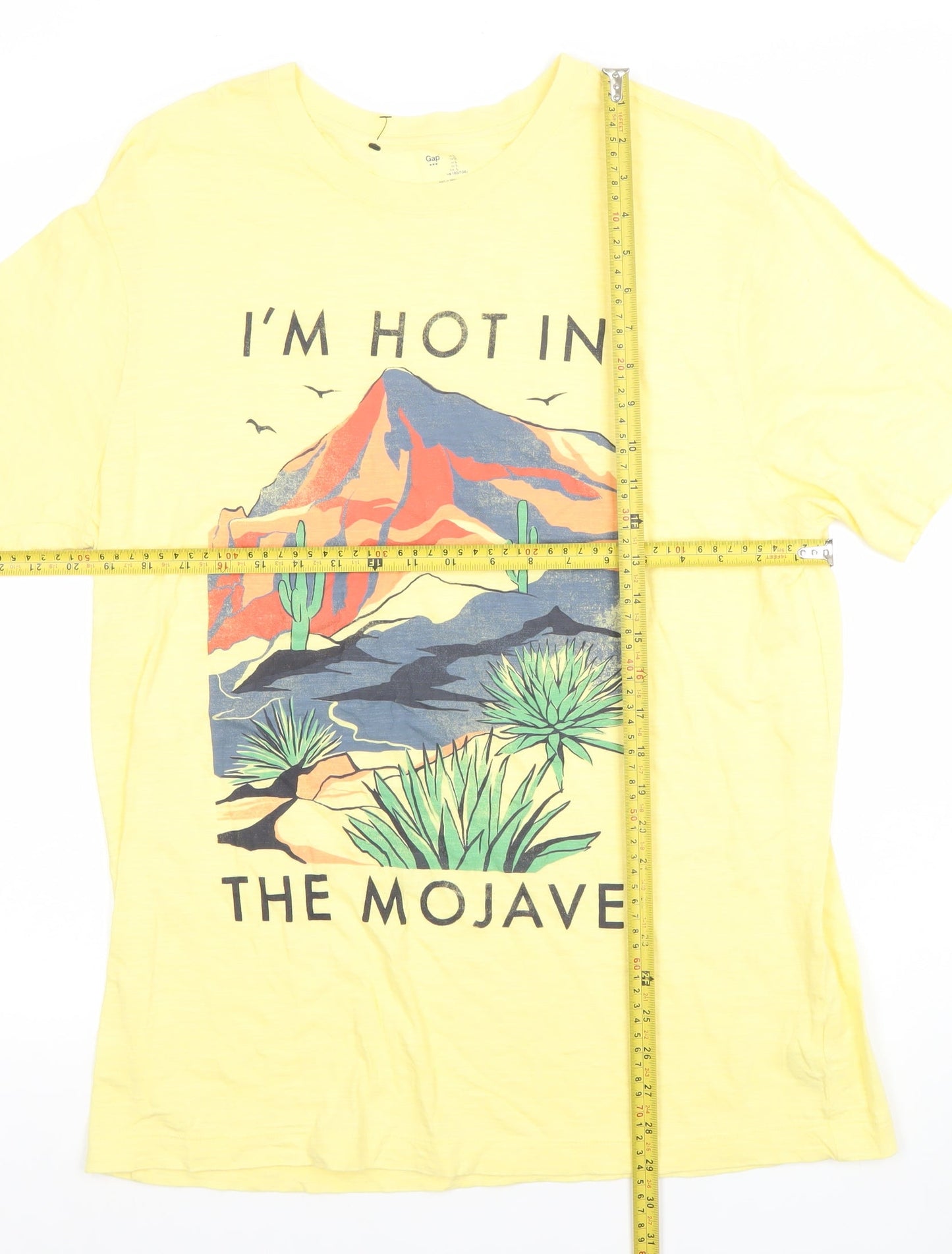 GAP Men's Yellow Short Sleeve Crew Neck Graphic T-Shirt Size L