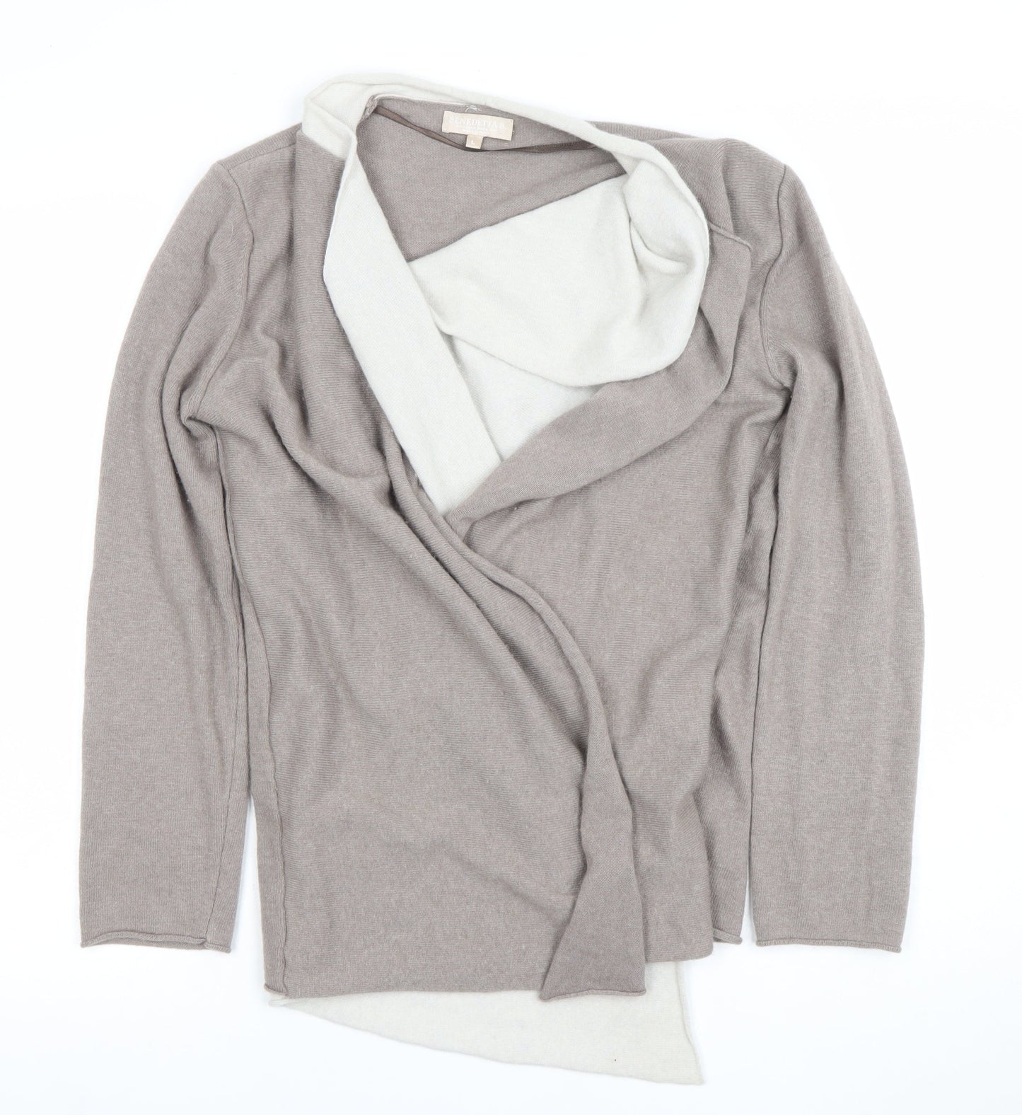 Womens UK Size L Benetton Beige Cardigan Jumper