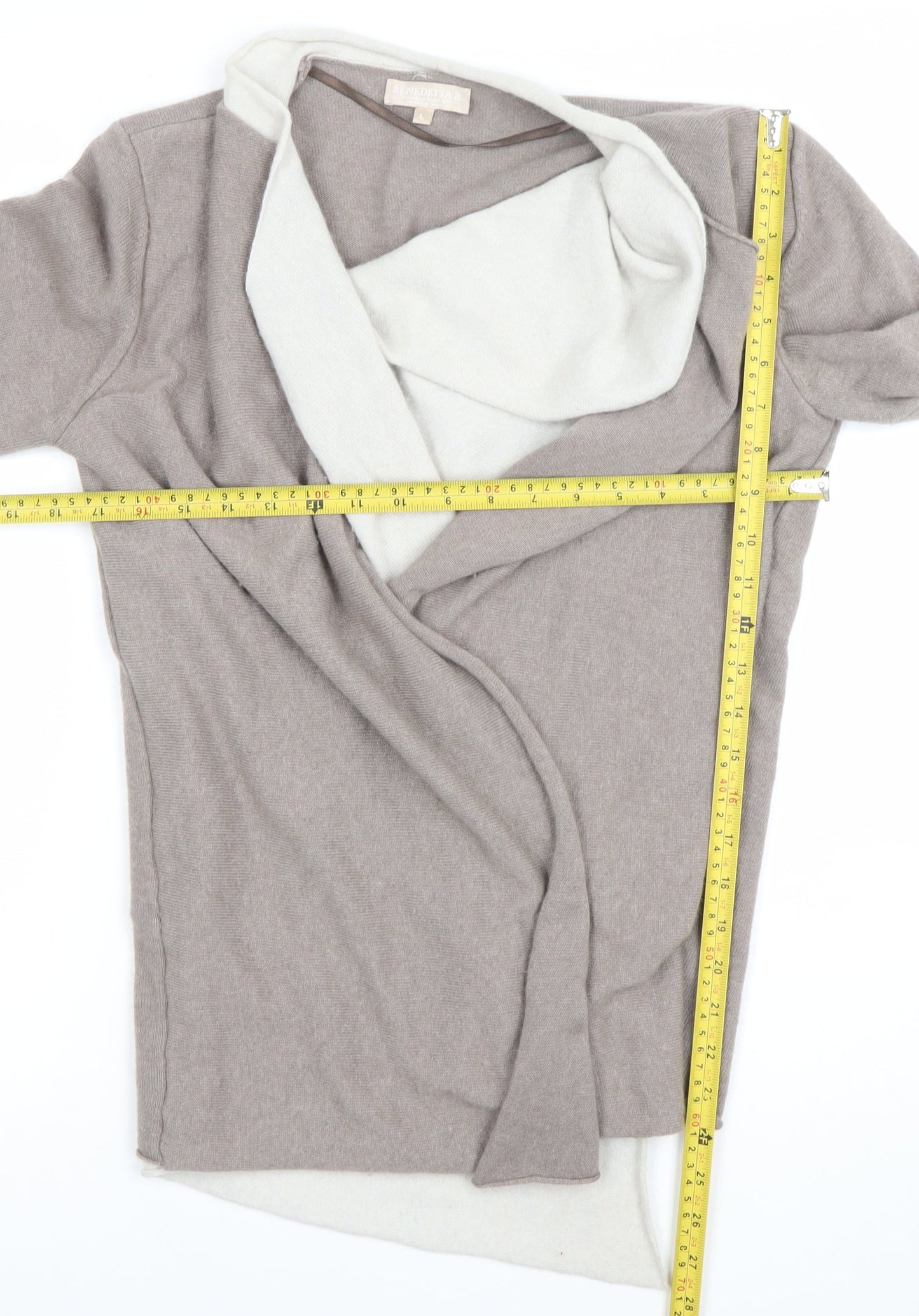 Womens UK Size L Benetton Beige Cardigan Jumper