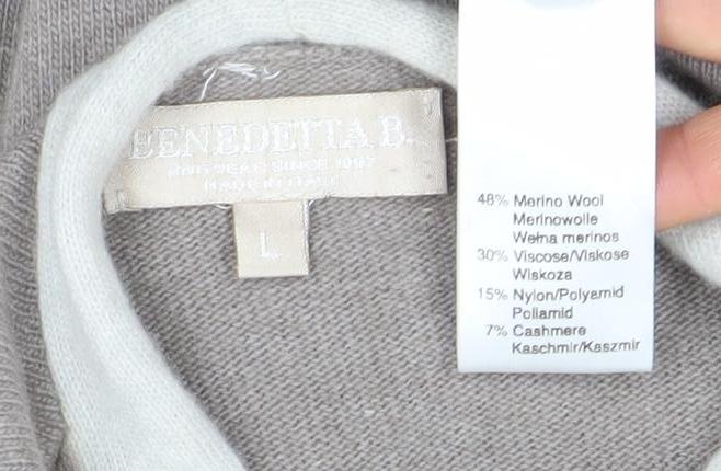 Womens UK Size L Benetton Beige Cardigan Jumper