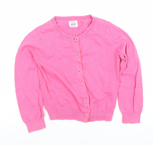 Mini Boden Girls Pink Cotton Button Cardigan 4-5 Years Casual Spring Knitwear