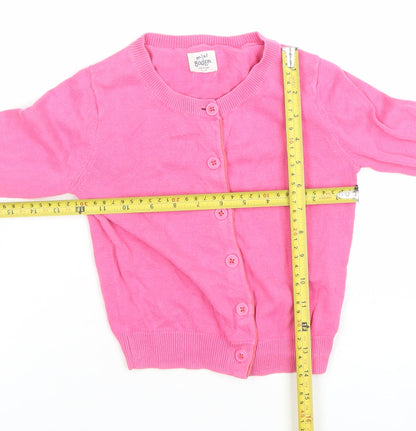 Mini Boden Girls Pink Cotton Button Cardigan 4-5 Years Casual Spring Knitwear