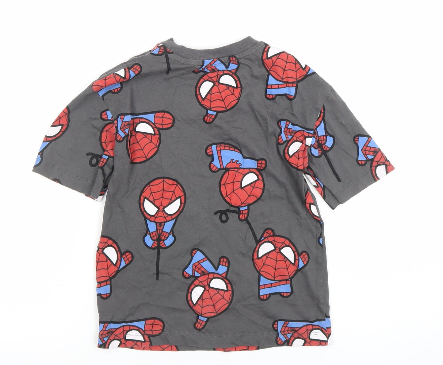 H&M Boys Grey Spider-Man Graphic Print Short Sleeve Cotton T-Shirt 5-6 Years