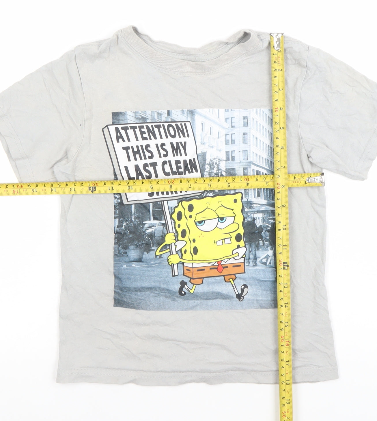 Nickelodeon Boys Grey 5-6 Years SpongeBob Funny Graphic T-Shirt