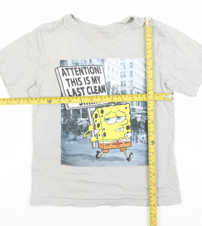 Nickelodeon Boys Grey 5-6 Years SpongeBob Funny Graphic T-Shirt