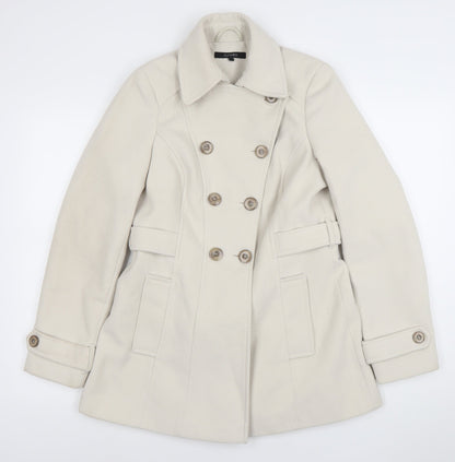 Dunnes Women’s Ivory Pea Coat Size 12 Mid-Length Classic Style