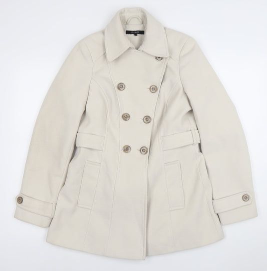 Dunnes Women’s Ivory Pea Coat Size 12 Mid-Length Classic Style