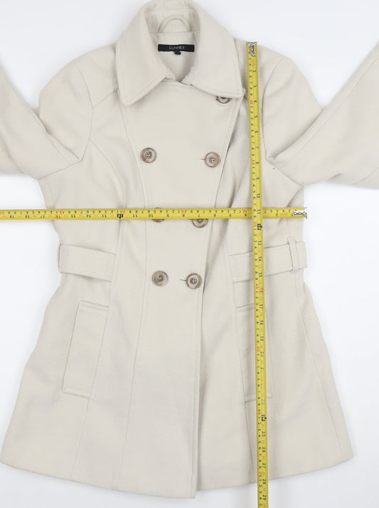 Dunnes Women’s Ivory Pea Coat Size 12 Mid-Length Classic Style
