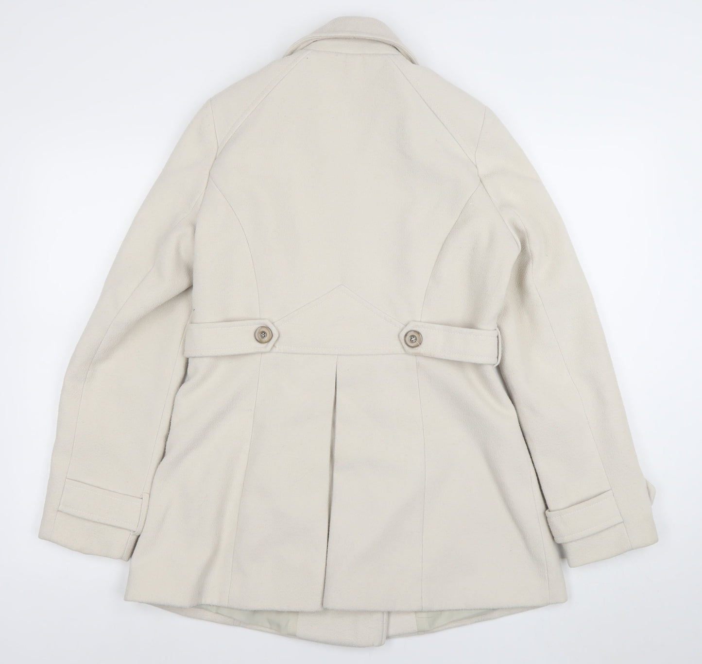 Dunnes Women’s Ivory Pea Coat Size 12 Mid-Length Classic Style