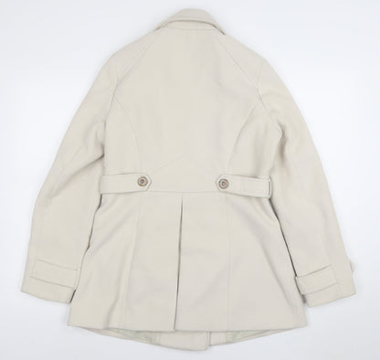 Dunnes Women’s Ivory Pea Coat Size 12 Mid-Length Classic Style