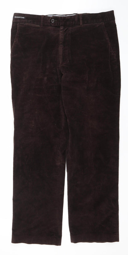 Dunnes Men's Brown Corduroy Straight Trousers 36W 31L