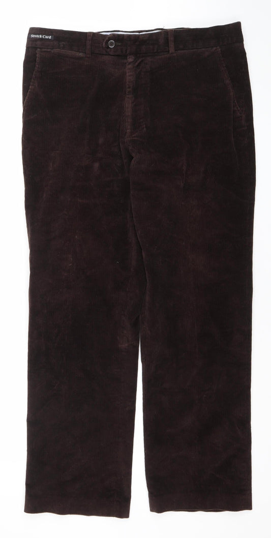 Dunnes Men's Brown Corduroy Straight Trousers 36W 31L