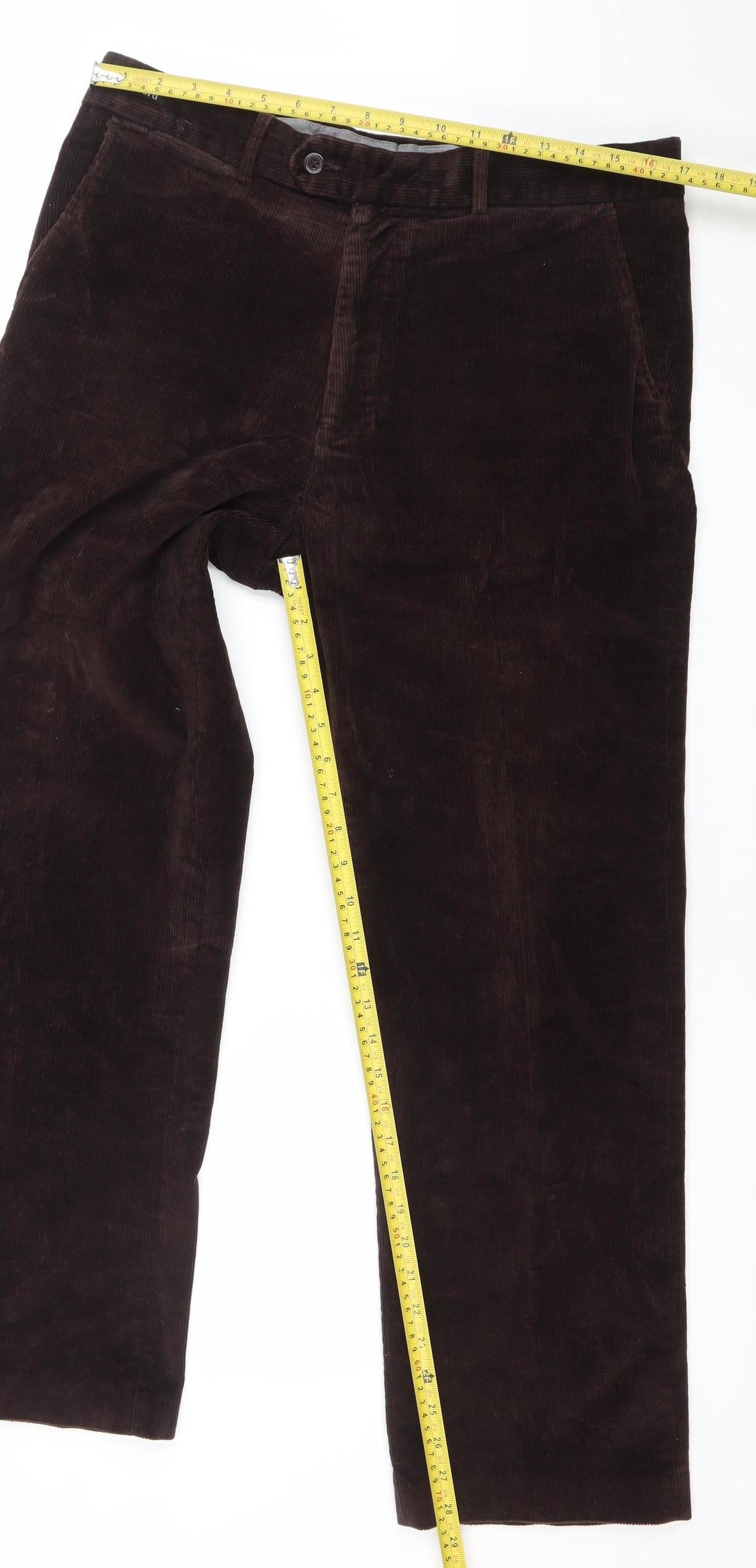 Dunnes Men's Brown Corduroy Straight Trousers 36W 31L