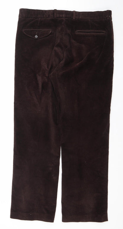 Dunnes Men's Brown Corduroy Straight Trousers 36W 31L