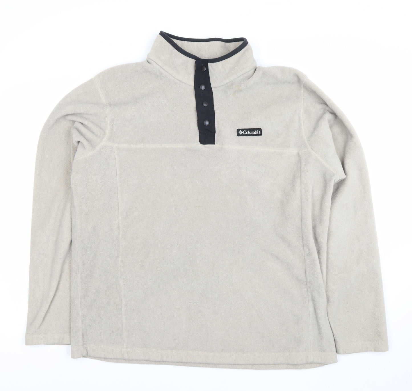 Columbia Men's Beige Fleece Henley Sweatshirt XL Outdoor Warm Top