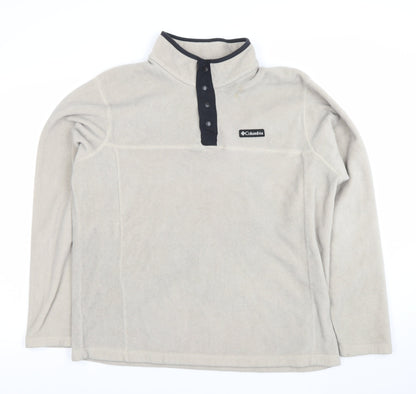 Columbia Men's Beige Fleece Henley Sweatshirt XL Outdoor Warm Top