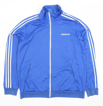 Adidas Mens Blue Full Zip Track Sweatshirt Jacket L Retro Sportswear