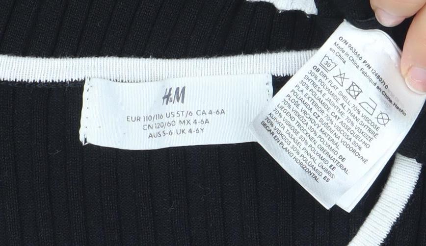 Womens UK Size 6 H&M Black Basic T-Shirt