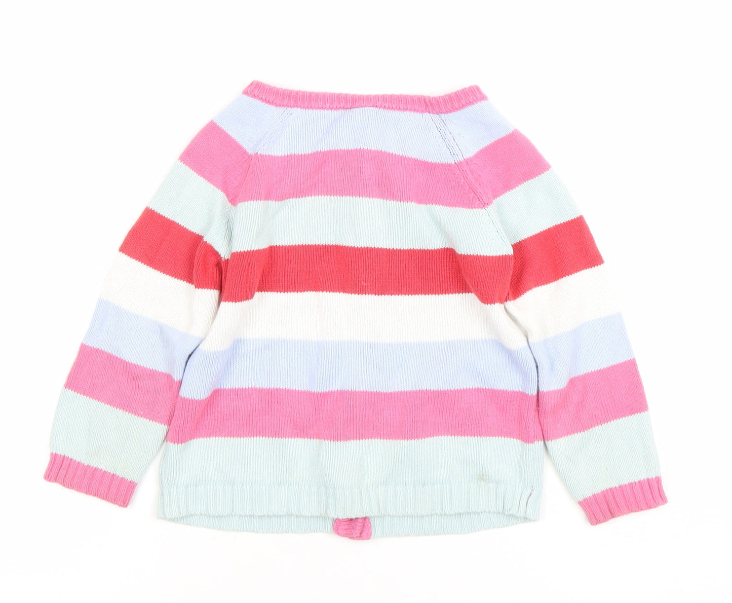 Tu Girls Multicoloured Striped Embroidered Cardigan 3-4 Years Cotton Knit