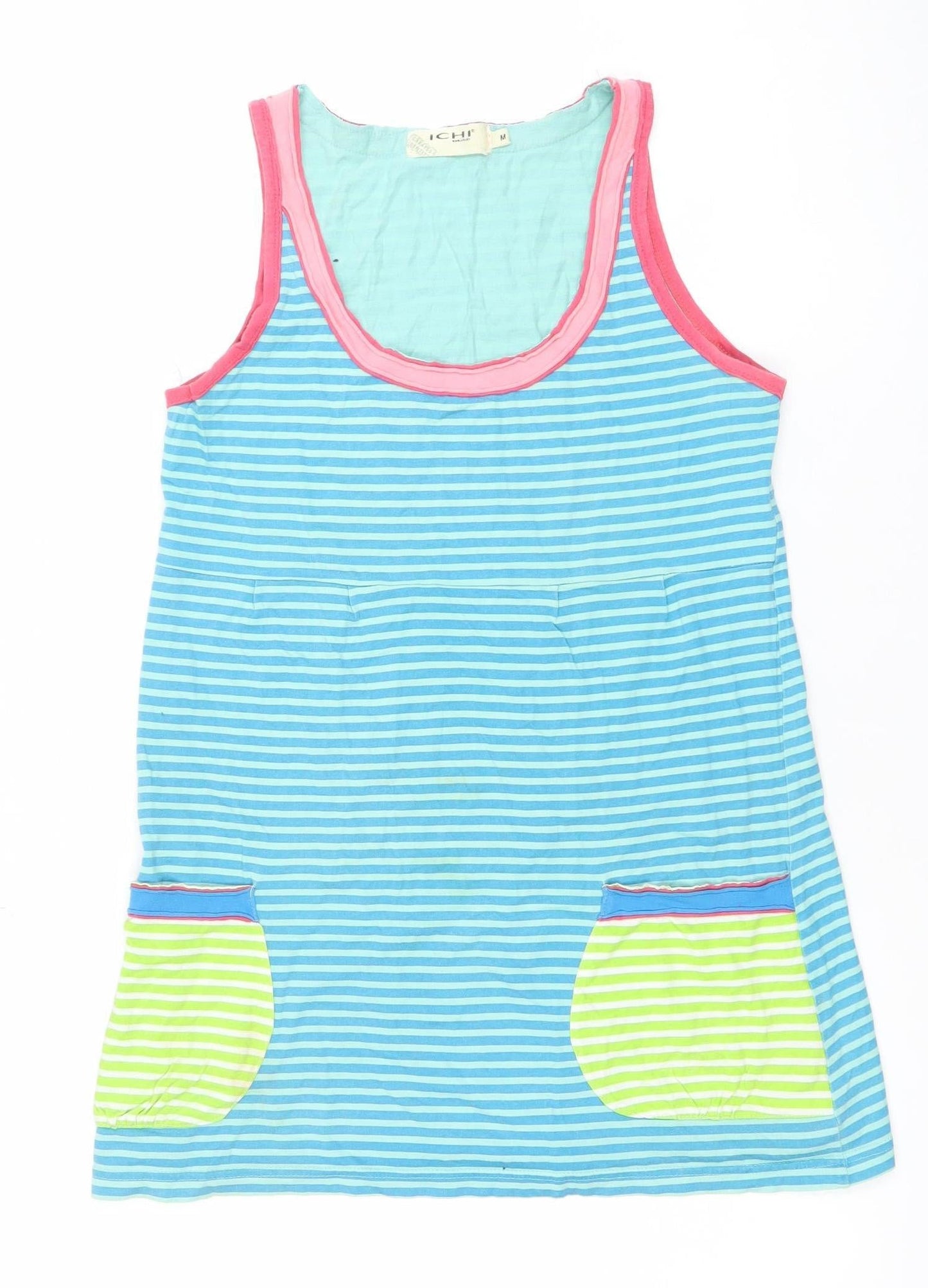 Womens UK Size M ICHI Blue Basic Tank