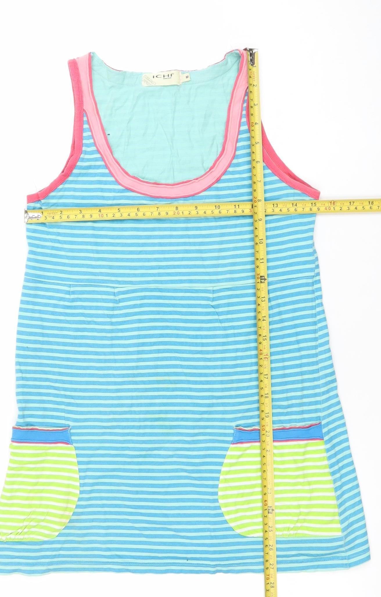 Womens UK Size M ICHI Blue Basic Tank