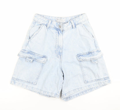 Primark Women Blue Size 8 Cargo Denim Shorts