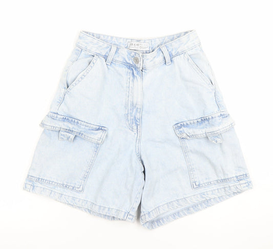 Primark Women Blue Size 8 Cargo Denim Shorts
