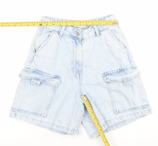 Primark Women Blue Size 8 Cargo Denim Shorts