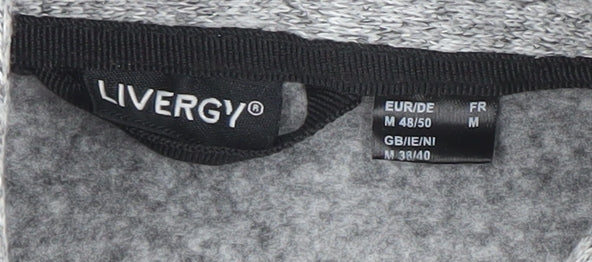 Livergy Men’s Grey Full Zip Fleece Jacket Size M 40in Stand Collar