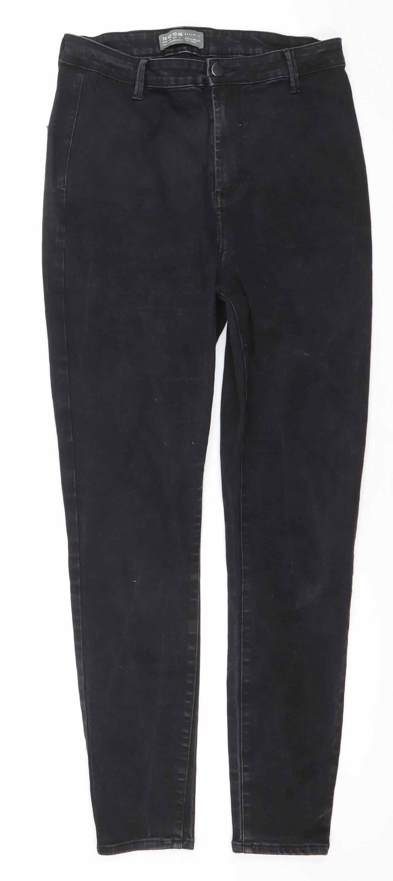 Primark Women’s Black Skinny Denim Jeans Size 14 Mid Rise Stretch